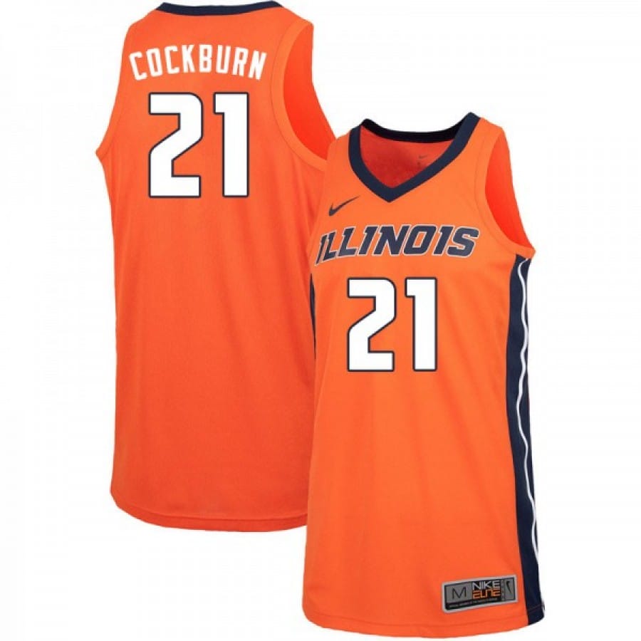 Mens Illinois Fighting Illini Kofi Cockburn Jersey #21 Orange NCAA Basketball Jerseys