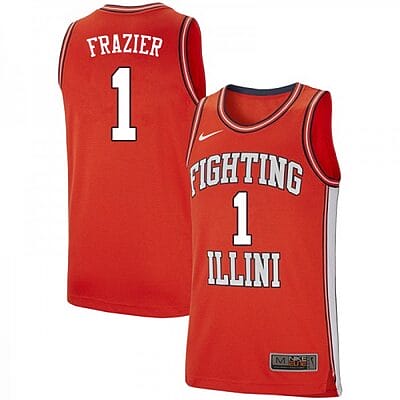 Mens Illinois Fighting Illini Trent Frazier Jersey #1 Retro Orange University College Basketball Jerseys