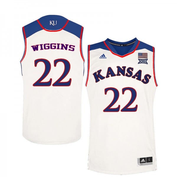 Andrew Wiggins Jersey #22 Jayhawks White College Basketball Jerseys
