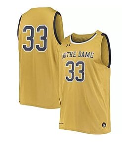Men's Under Armour #33 Gold Notre Dame Fighting Irish College Basketball Jersey
