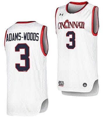 Mika Adams Woods Jersey #3 Cincinnati Bearcats College Basketball Replica White