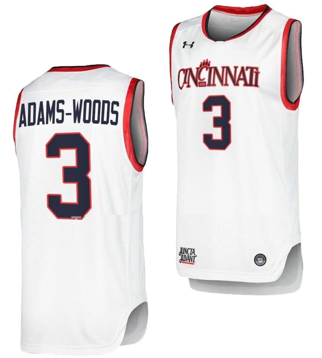 Mika Adams Woods Jersey #3 Cincinnati Bearcats College Basketball Replica White