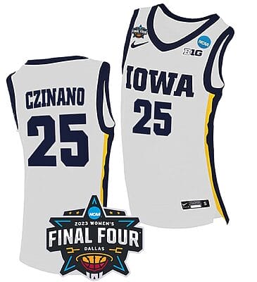 Monika Czinano Jersey #25 Iowa Hawkeyes College Basketball 2023 NCAA Final Four White