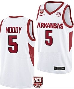 Moses Moody Jersey #5 Arkansas Razorbacks College Basketball 100 Season White