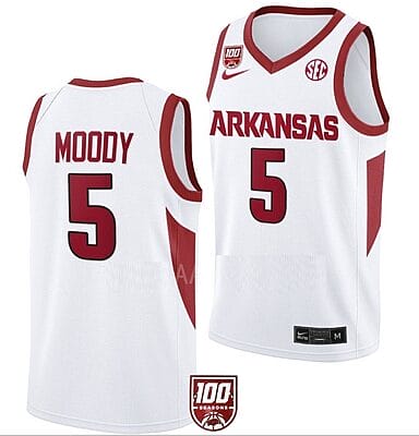 Moses Moody Jersey #5 Arkansas Razorbacks College Basketball 100 Season White
