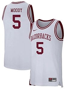 Moses Moody Jersey #5 Arkansas Razorbacks College Basketball White
