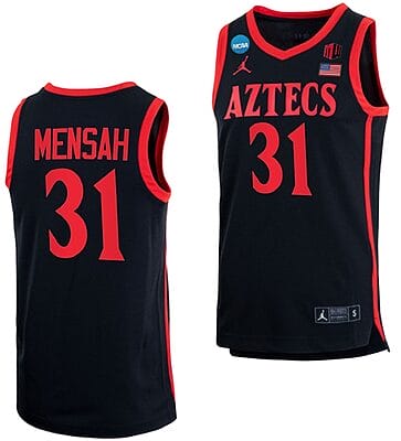 Nathan Mensah Jersey San Diego State Aztecs College Basketball 2023 NCAA March Madness Black #31