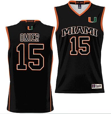 Norchad Omier Jersey #15 Miami Hurricanes NIL College Basketball Lightweight Black