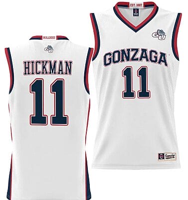 Nolan Hickman Jersey #11 Gonzaga Bulldogs NIL College Basketball Lightweight White