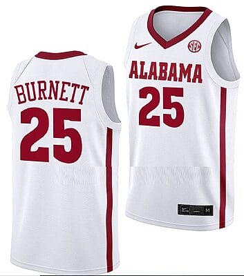 Nimari Burnett Jersey Alabama Crimson Tide College Basketball White #25