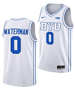 Noah Waterman Jersey #0 BYU Cougars College Basketball White