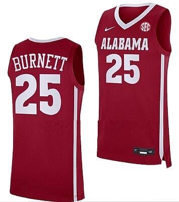 Nimari Burnett Jersey Alabama Crimson Tide College Basketball Crimson #25