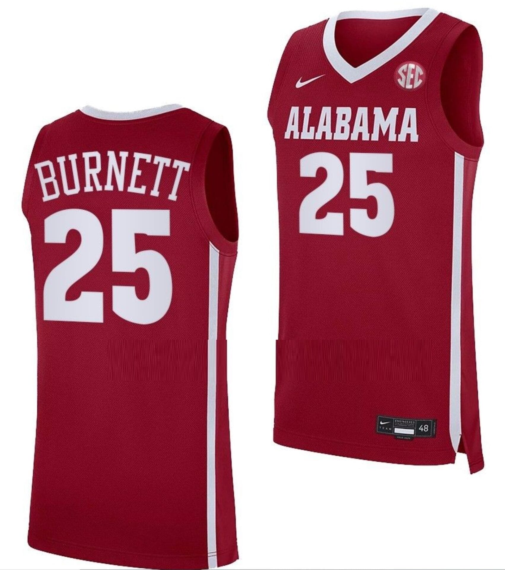 Nimari Burnett Jersey Alabama Crimson Tide College Basketball Crimson #25