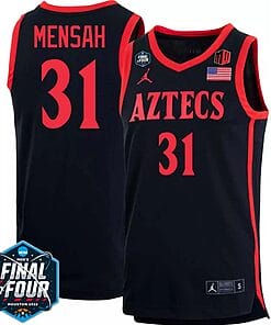 Nathan Mensah Jersey #31 San Diego State Aztecs College Basketball 2023 NCAA Final Four Black