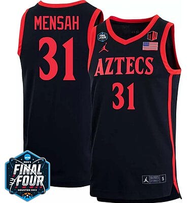 Nathan Mensah Jersey #31 San Diego State Aztecs College Basketball 2023 NCAA Final Four Black