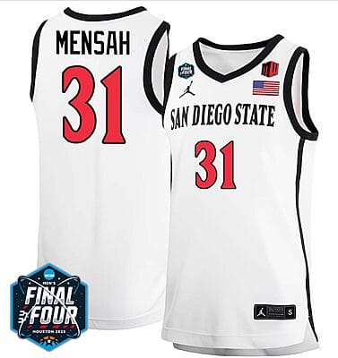 Nathan Mensah Jersey #31 San Diego State Aztecs College Basketball 2023 NCAA Final Four White