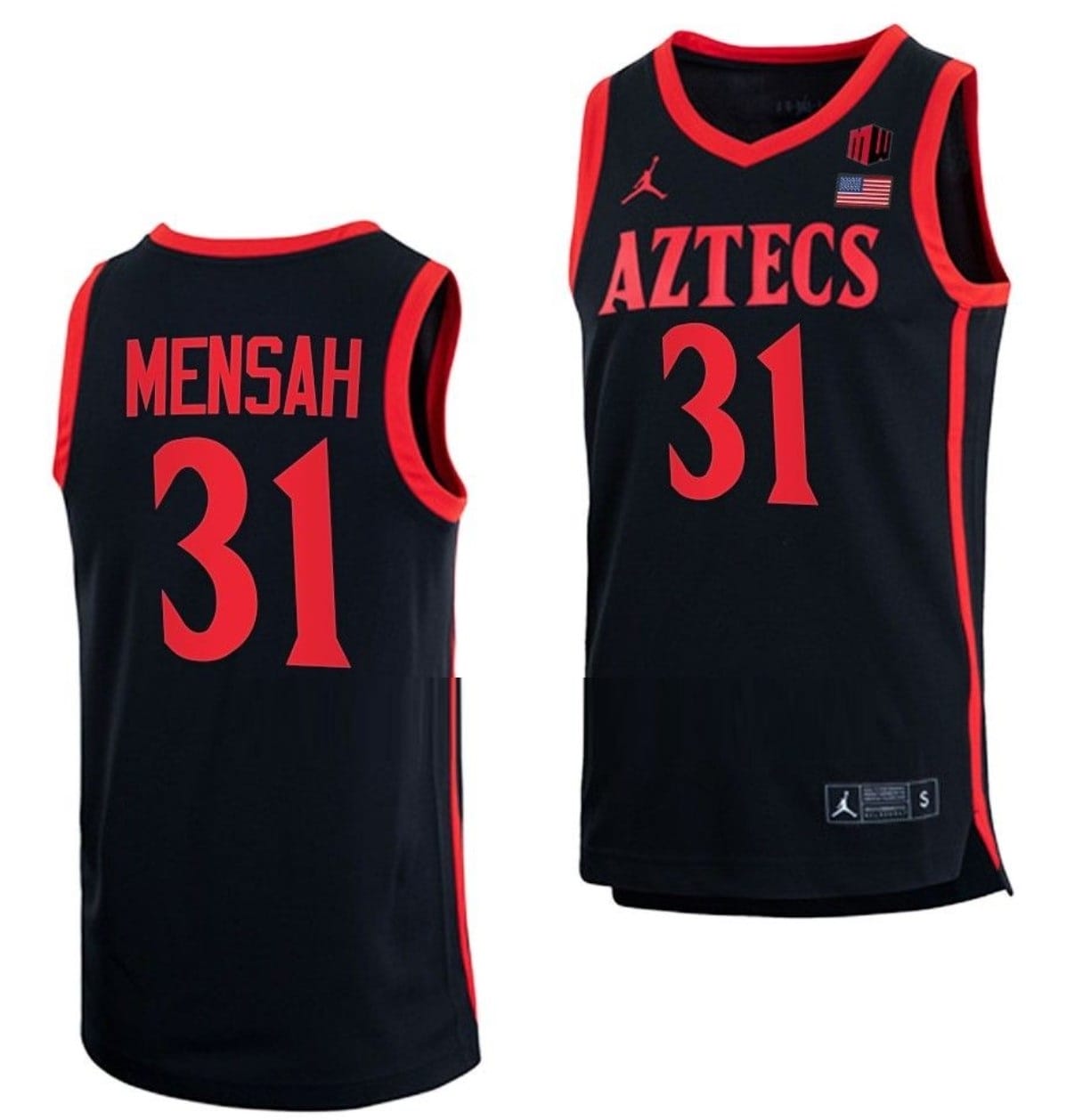 Nathan Mensah Jersey San Diego State Aztecs College Basketball Black #31