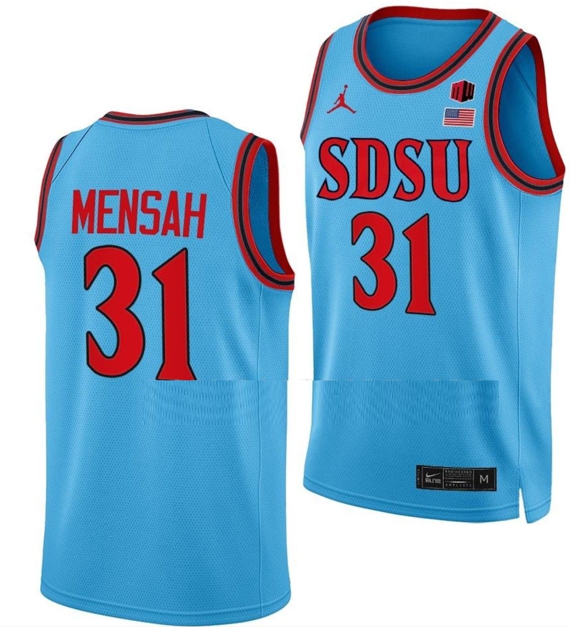 Nathan Mensah Jersey San Diego State Aztecs College Basketball Blue Alternate #31