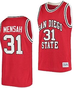 Nathan Mensah Jersey San Diego State Aztecs College Basketball Red Retro #31