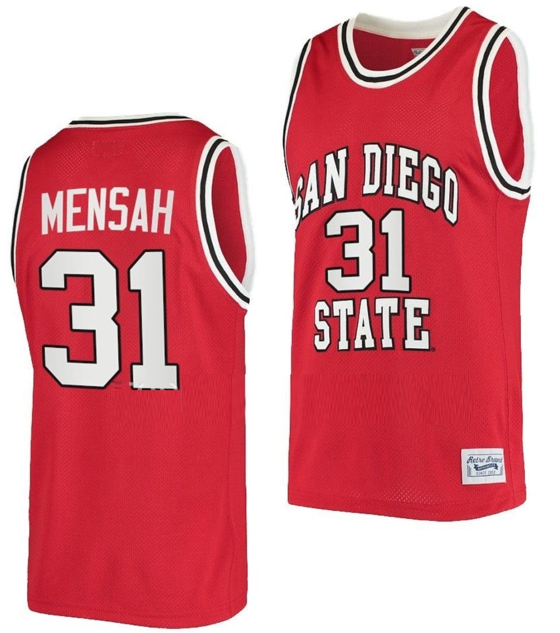 Nathan Mensah Jersey San Diego State Aztecs College Basketball Red Retro #31