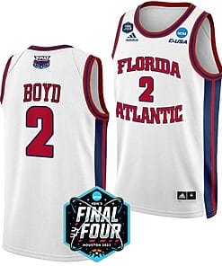 Nicholas Boyd Jersey #2 FAU Owls College Basketball 2023 NCAA Final Four White