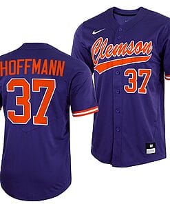 Nick Hoffmann Jersey #37 Clemson Tigers College Baseball Purple Full-Button
