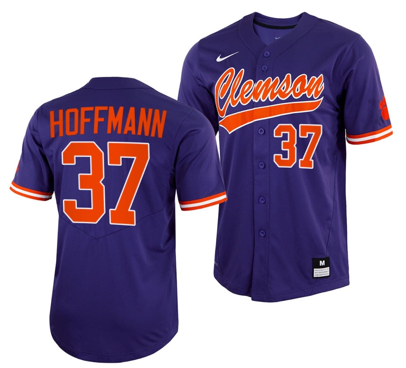 Nick Hoffmann Jersey #37 Clemson Tigers College Baseball Purple Full-Button