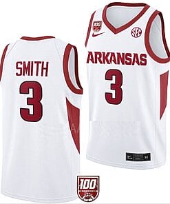 Nick Smith Jersey #3 Arkansas Razorbacks College Basketball 100 Season White