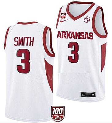 Nick Smith Jersey #3 Arkansas Razorbacks College Basketball 100 Season White