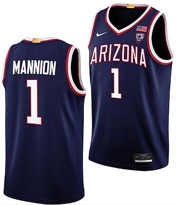 Nico Mannion Jersey #1 Arizona Wildcats College Basketball Navy