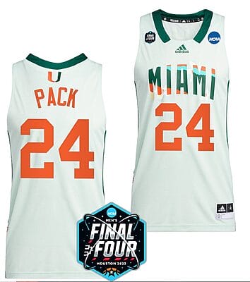 Nijel Pack Jersey #24 Miami Hurricanes 2023 NCAA March Madness White College Basketball