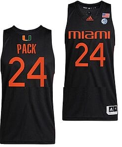 Nijel Pack Jersey #24 Miami Hurricanes College Basketball Alternate Black