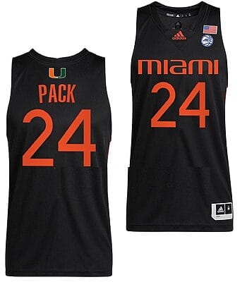 Nijel Pack Jersey #24 Miami Hurricanes College Basketball Alternate Black