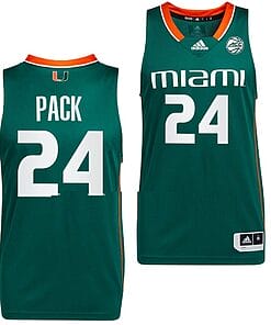 Nijel Pack Jersey #24 Miami Hurricanes College Basketball Away Green