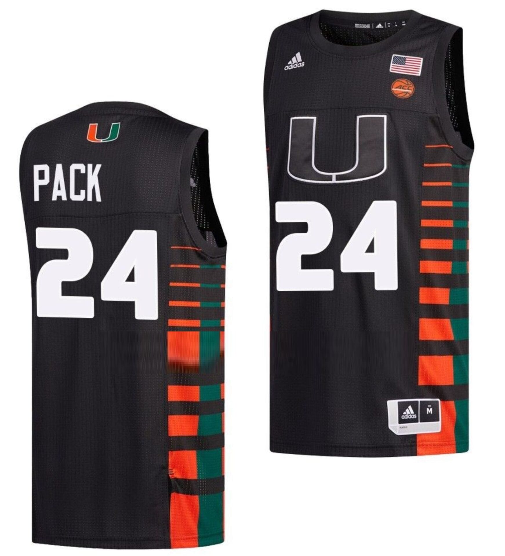 Nijel Pack Jersey #24 Miami Hurricanes College Basketball Black