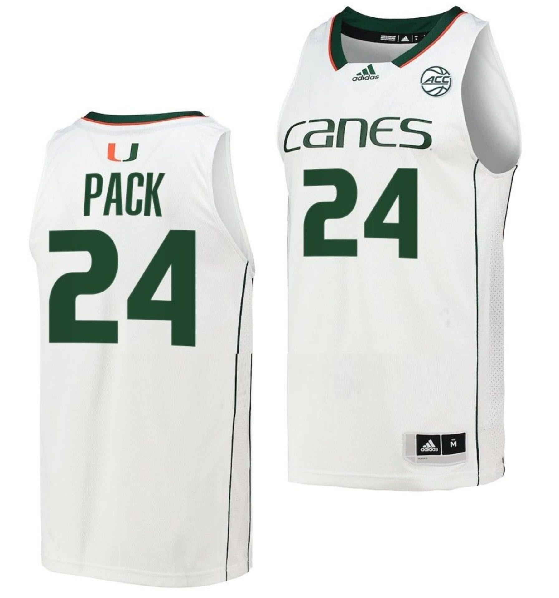 Nijel Pack Jersey #24 Miami Hurricanes College Basketball Home White