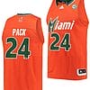 Nijel Pack Jersey #24 Miami Hurricanes College Basketball Reverse Retro Orange