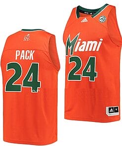 Nijel Pack Jersey #24 Miami Hurricanes College Basketball Reverse Retro Orange