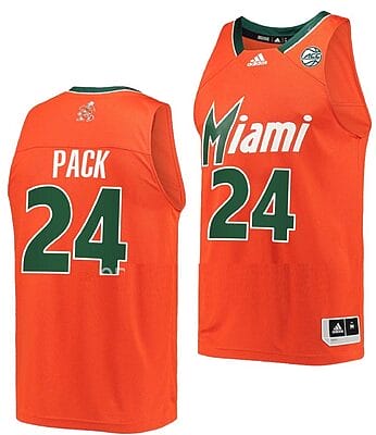 Nijel Pack Jersey #24 Miami Hurricanes College Basketball Reverse Retro Orange
