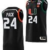 Nijel Pack Jersey #24 Miami Hurricanes College Basketball Swingman Black