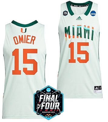 Norchad Omier Jersey #15 Miami Hurricanes 2023 NCAA March Madness White College Basketball