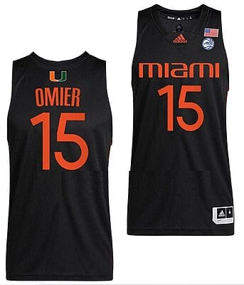 Norchad Omier Jersey #15 Miami Hurricanes College Basketball ACC Alternate Black