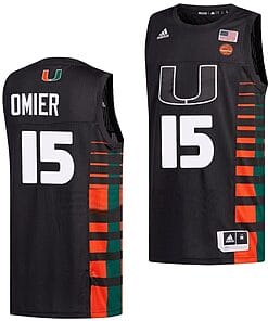 Norchad Omier Jersey #15 Miami Hurricanes College Basketball Black
