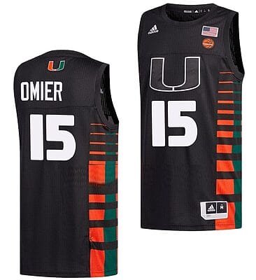 Norchad Omier Jersey #15 Miami Hurricanes College Basketball Black