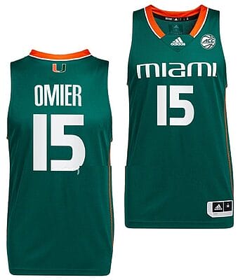 Norchad Omier Jersey #15 Miami Hurricanes College Basketball Green