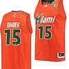 Norchad Omier Jersey #15 Miami Hurricanes College Basketball Reverse Retro Orange