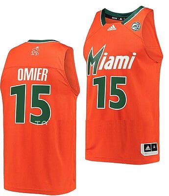 Norchad Omier Jersey #15 Miami Hurricanes College Basketball Reverse Retro Orange