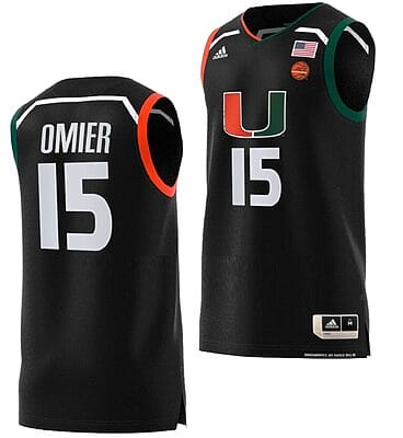 Norchad Omier Jersey #15 Miami Hurricanes College Basketball Swingman Black 