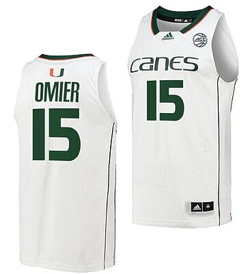 Norchad Omier Jersey #15 Miami Hurricanes College Basketball White