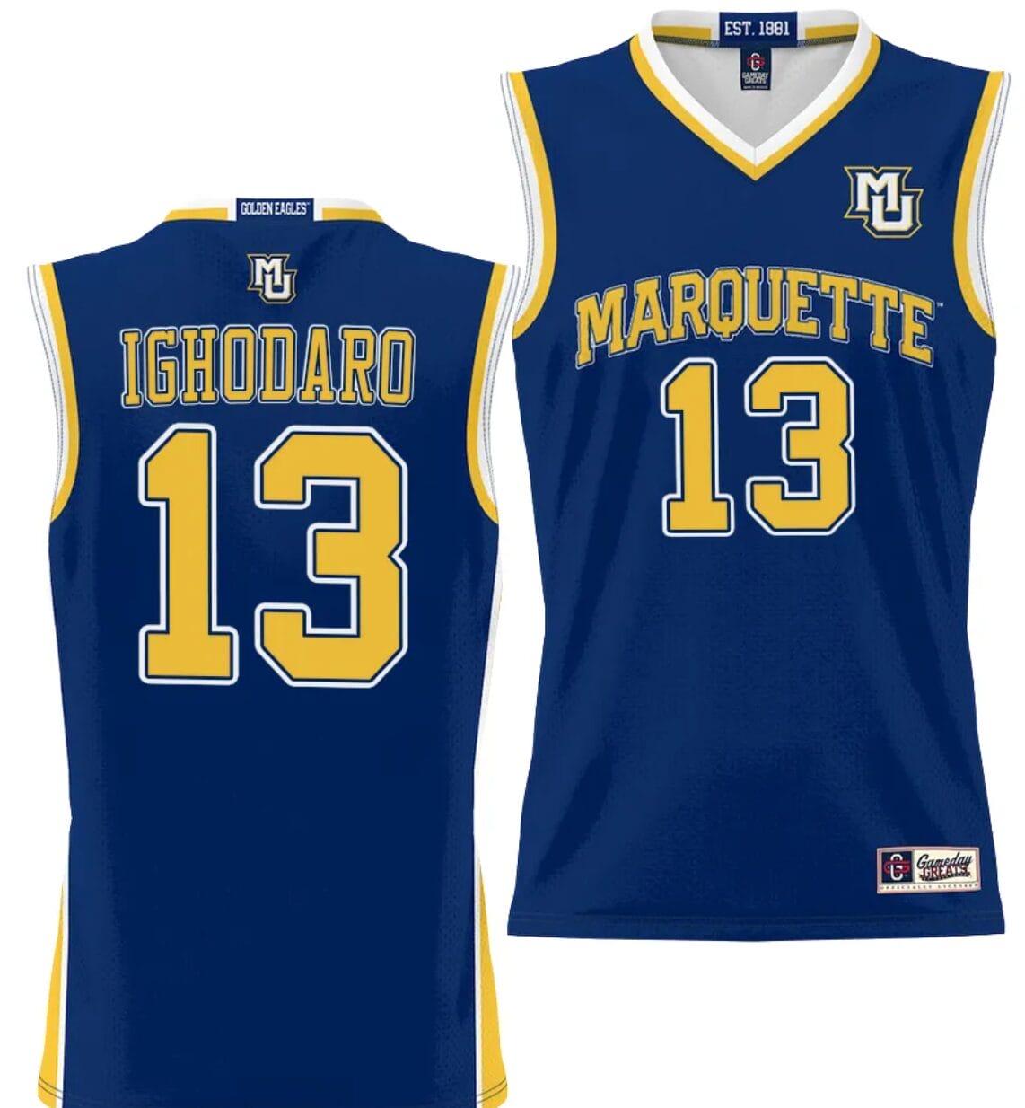 Oso Ighodaro Jersey #13 Marquette Golden Eagles NIL Basketball Lightweight Navy